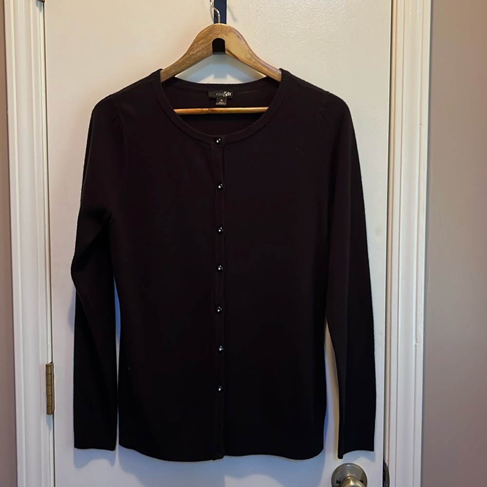 NWOT black cardigan with rhinestone buttons.